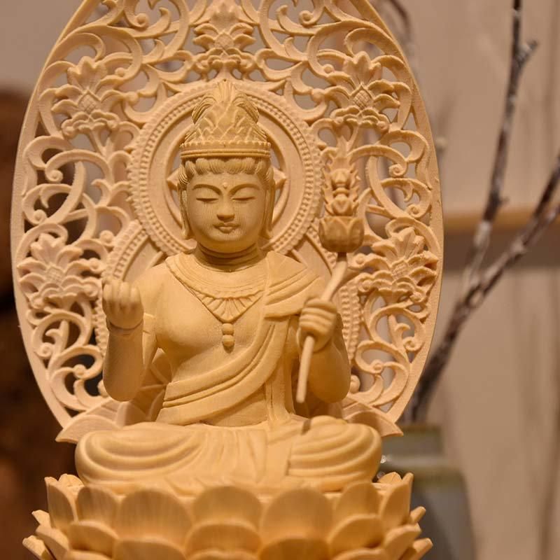 木彫り仏像 干支お守り本尊-辰年・巳年 【普賢菩薩】 桧木