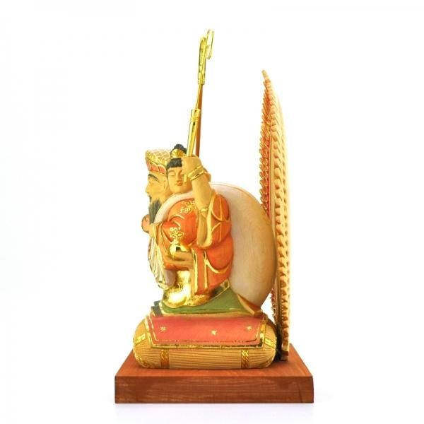 珍品 木彫仏像 七福神三面大黒天立像 彫刻 彩繪 本金 切金 総柘植材 修縁堂】大迫力 木彫り 仏像 七福神大黒天立像 本金 切金 彫刻