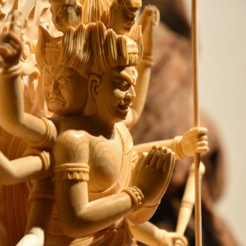 大元帥明王】 桧木 立5.0寸 総高26.5cm