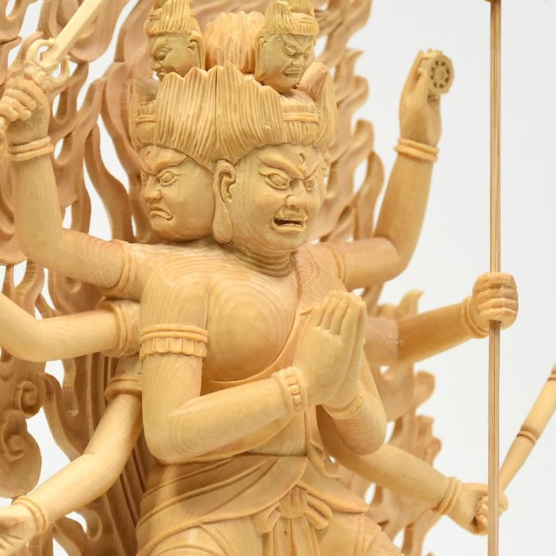 大元帥明王】 桧木 立5.0寸 総高26.5cm