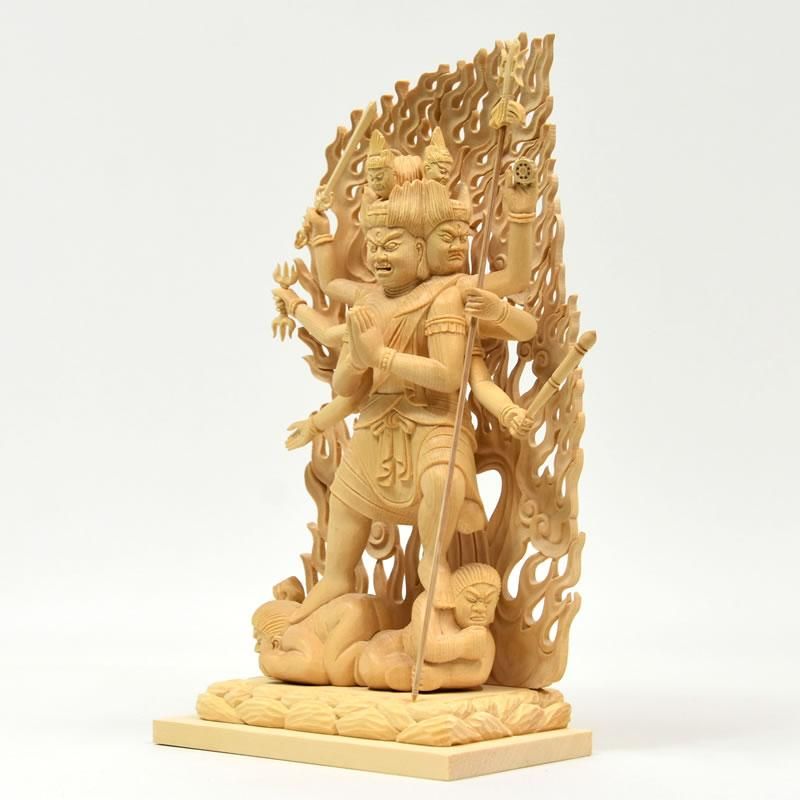 大元帥明王】 桧木 立5.0寸 総高26.5cm