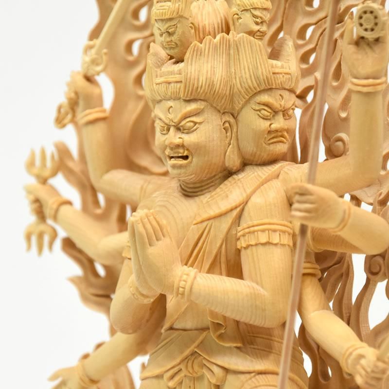 大元帥明王】 桧木 立5.0寸 総高26.5cm