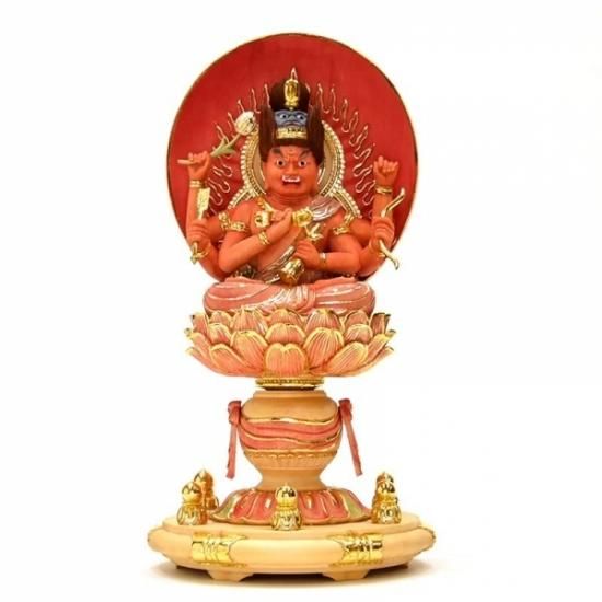 守護神 愛染明王 淡彩色 桧木 坐2 5寸 守護神 愛染明王 淡彩色 桧木 坐2 5寸