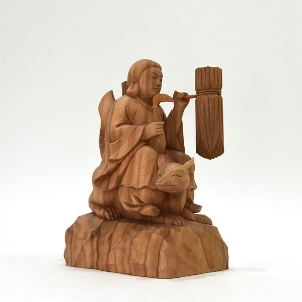 稲荷大神【最上位経王大菩薩(最上尊)】 楠木(クスノキ) 坐3.0寸 総高22.5cm