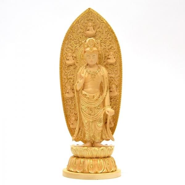 桧木薬師寺形薬師三尊像 切金 本尊坐3.0寸 脇仏立4.5寸