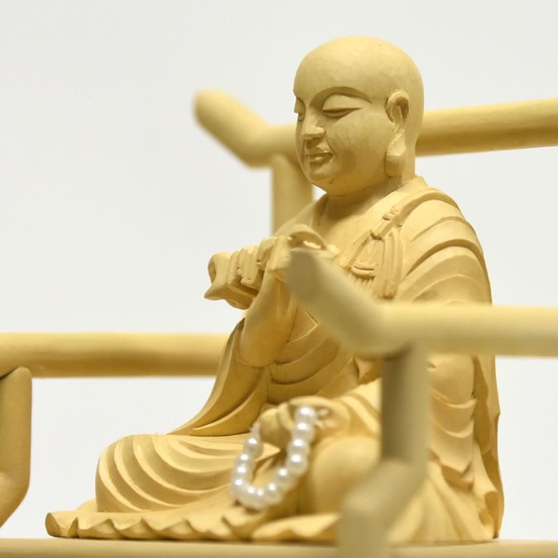 【セール中・新品】 弘法大師　上彫り　柘植　総高さ約16cm　真言宗　空海 sg1033_o1.jpg