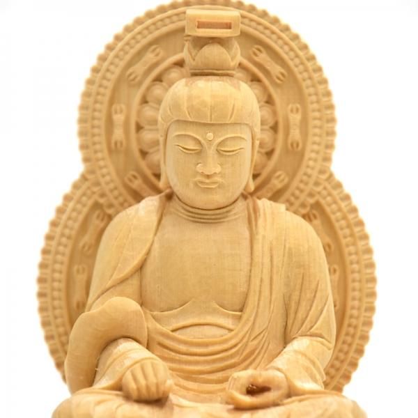 桧木十三仏之文殊菩薩 総高17.2cm