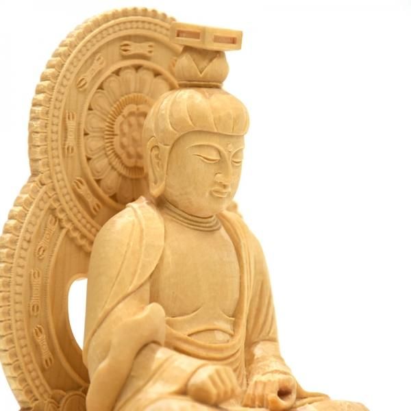 桧木十三仏之文殊菩薩 総高17.2cm