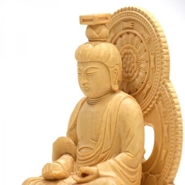 桧木十三仏之文殊菩薩 総高17.2cm