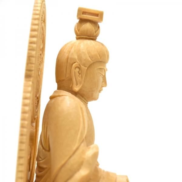 桧木十三仏之文殊菩薩 総高17.2cm