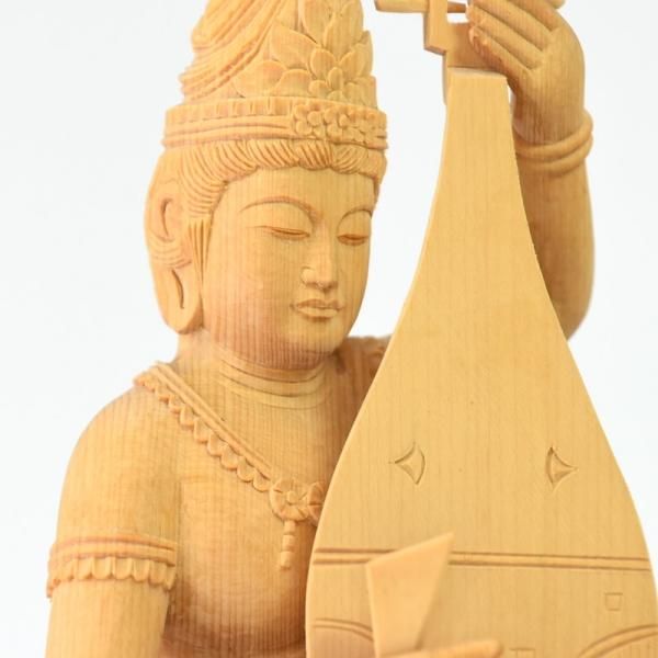 桧木【裸弁財天（弁才天）】 坐3.5寸 総高約20cm