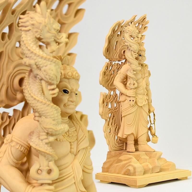【フォロー割・新品】 不動明王　柘植　総高さ約25.5cm　上彫　不動　台座付 10096495.jpg