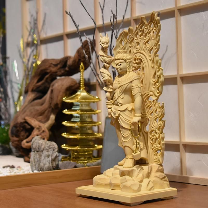 柘植眼入倶利伽羅不動明王 立4.5寸 総高24.5cm