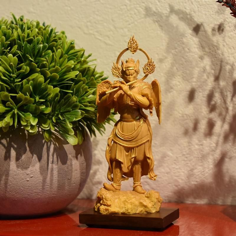 木彫　仏像　龍上観音菩薩　ツゲ 木彫仏像龍上観音菩薩ツゲ