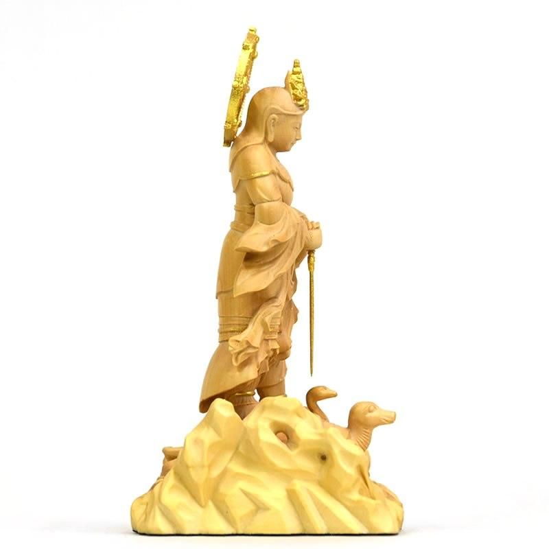 小仏】柘植妙見菩薩立像 金泥仕様 総高12cm