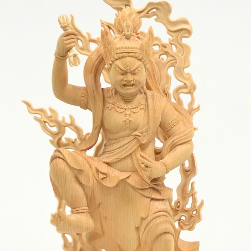 桧木蔵王権現（金剛蔵王権現・金剛蔵王菩薩） 上彫 立8.0寸 総高43cm