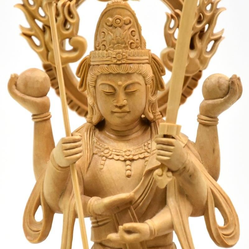 柘植【六字明王立像（六字尊・六字天）】 立4.0寸 総高25.5cm