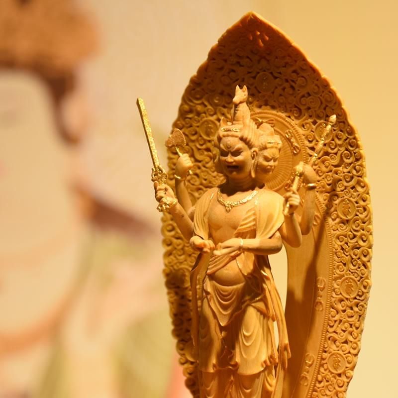 小仏】柘植馬頭観音菩薩（馬頭明王）立像 金泥仕様
