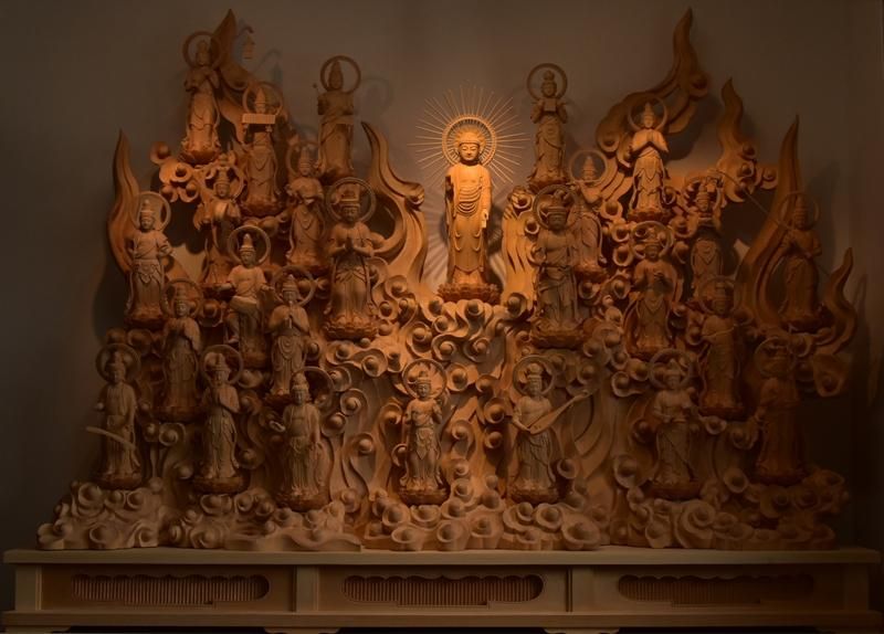 立体阿弥陀如来二十五菩薩來迎図 桧木