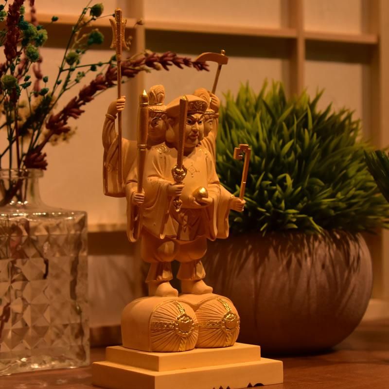 小仏】柘植三面出世大黒天 金泥仕様 比叡山形三面大黒天