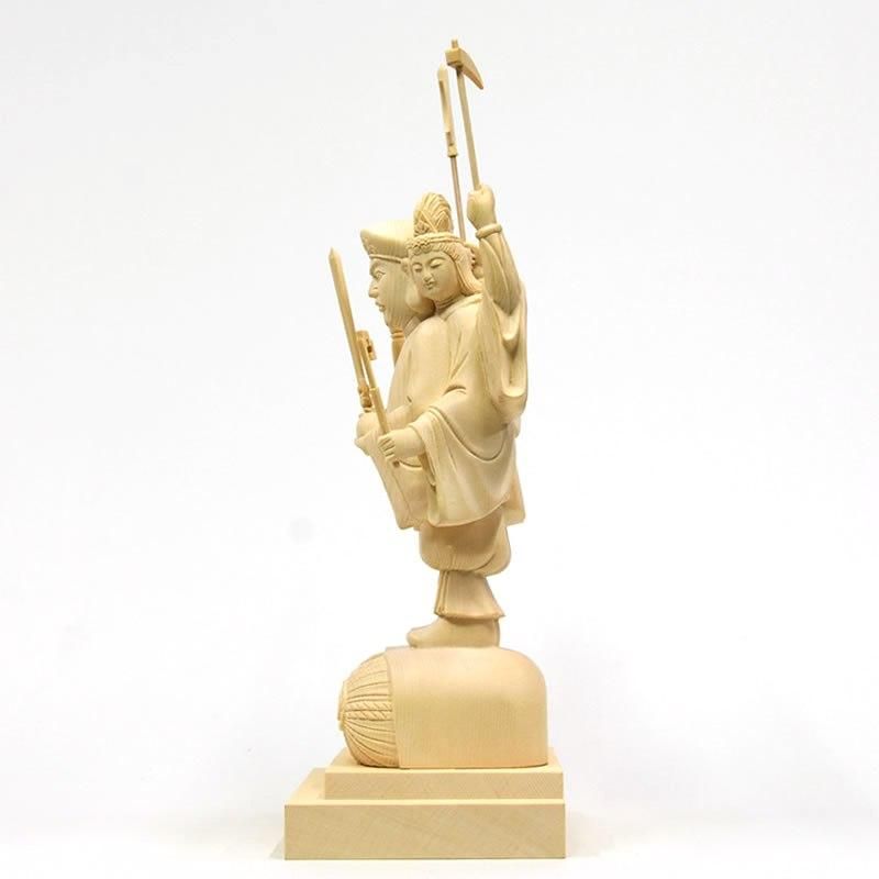 美品　比叡山　三面大黒天 桧木三面出世大黒天 立5.0寸 総丈33cm 比叡山形三面大黒天