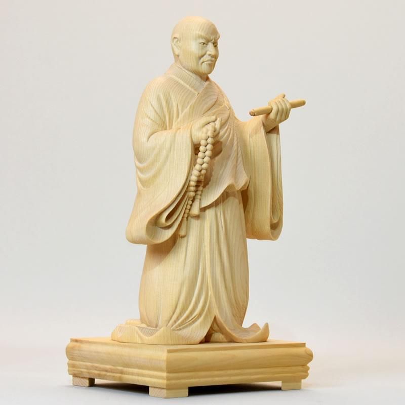 桧木日蓮聖人（日蓮上人）立像 総丈24.5cm