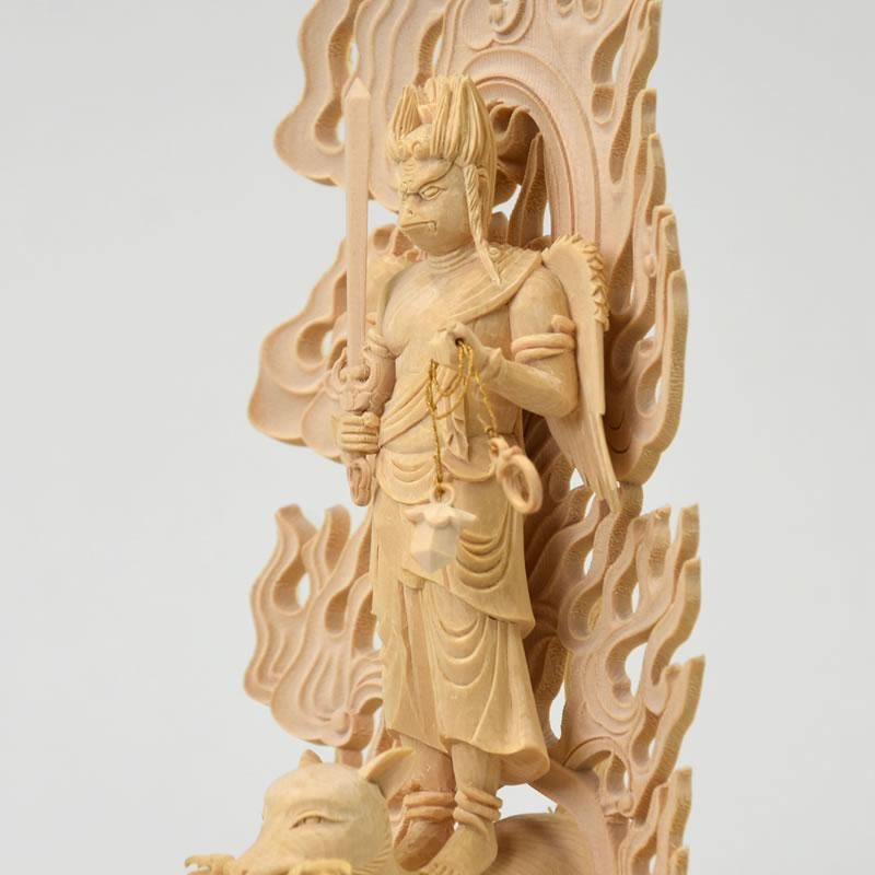 桧木飯綱権現（飯縄権現） 立4.0寸 上彫