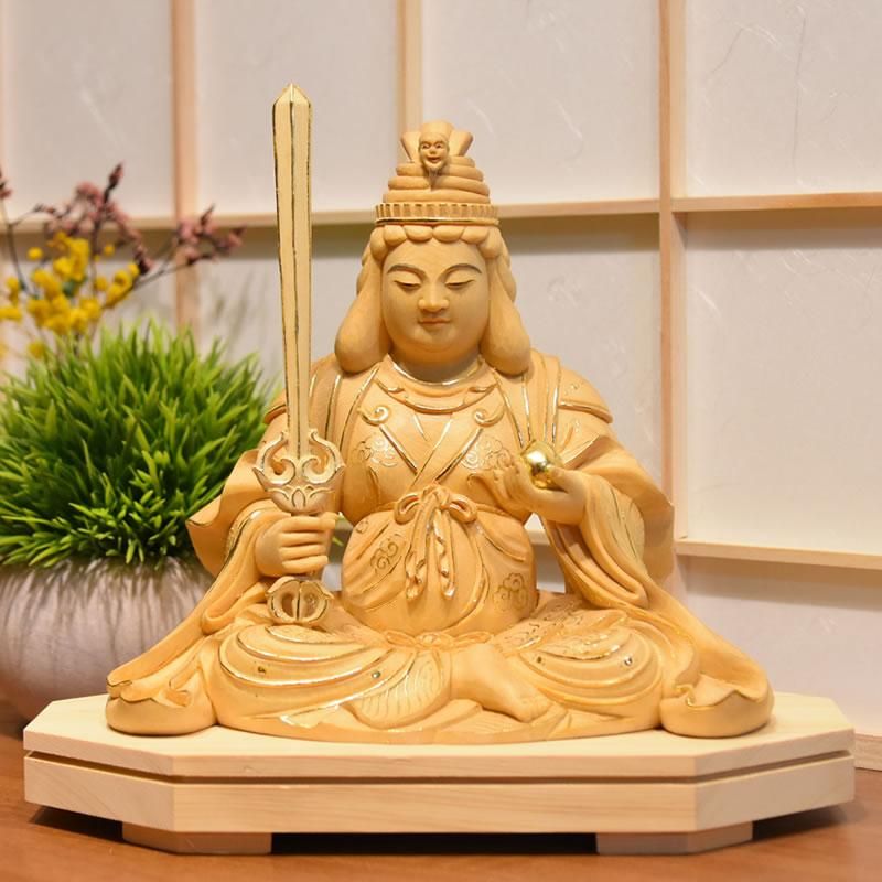 上彫宇賀弁財天（弁才天）座像 桧木坐4.0寸 切金