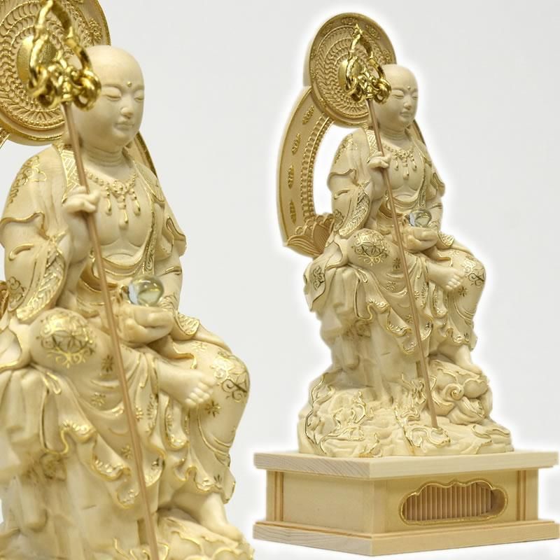 【修縁堂】大型高53cm 木彫仏像 地蔵王菩薩立像 本金 切金 彫刻 天然木檜材 修縁堂】大型高53cm 木彫仏像 地蔵王菩薩立像 本金 切金