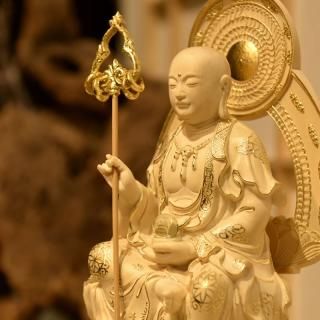 木彫りの仏像【地蔵菩薩立像】 弱く 桧木製高級木彫り 総高48cm 木彫りの仏像【地蔵菩薩立像】 弱く 桧木製高級木彫り 総高48cm