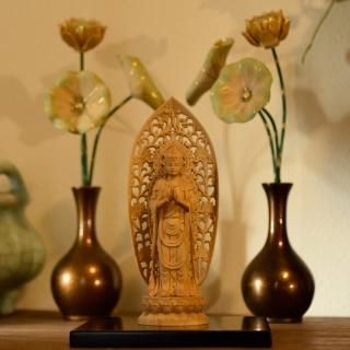 干支お守り本尊 白檀蓮型 香合仏/懐中仏 ※専用紙箱・巾着付