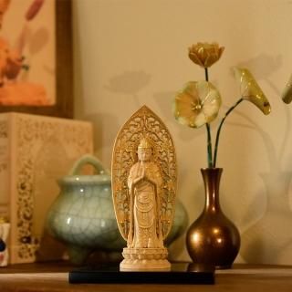 小仏】柘植長谷寺形十一面観音菩薩 極彩色 総高12cm