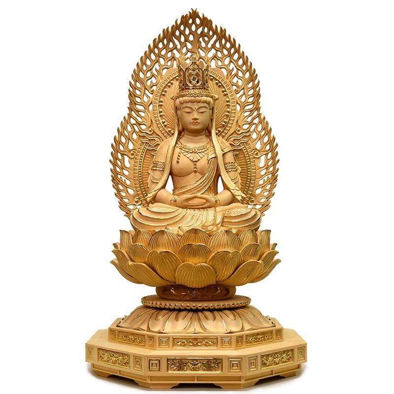 桧木胎蔵界大日如来 坐6.0寸 切金仕上げ 総高54cm