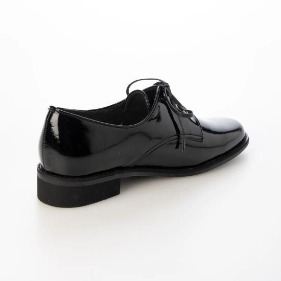 レースアップレインシューズ （ブラックエナメル）|クラシックな