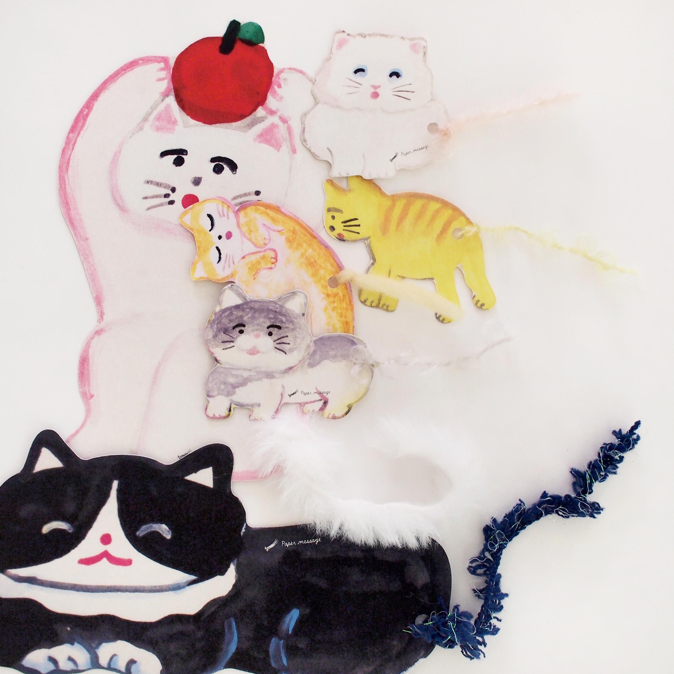 猫博vol.10 しっぽが毛糸のブックマーク（大・小） - Papermessaage
