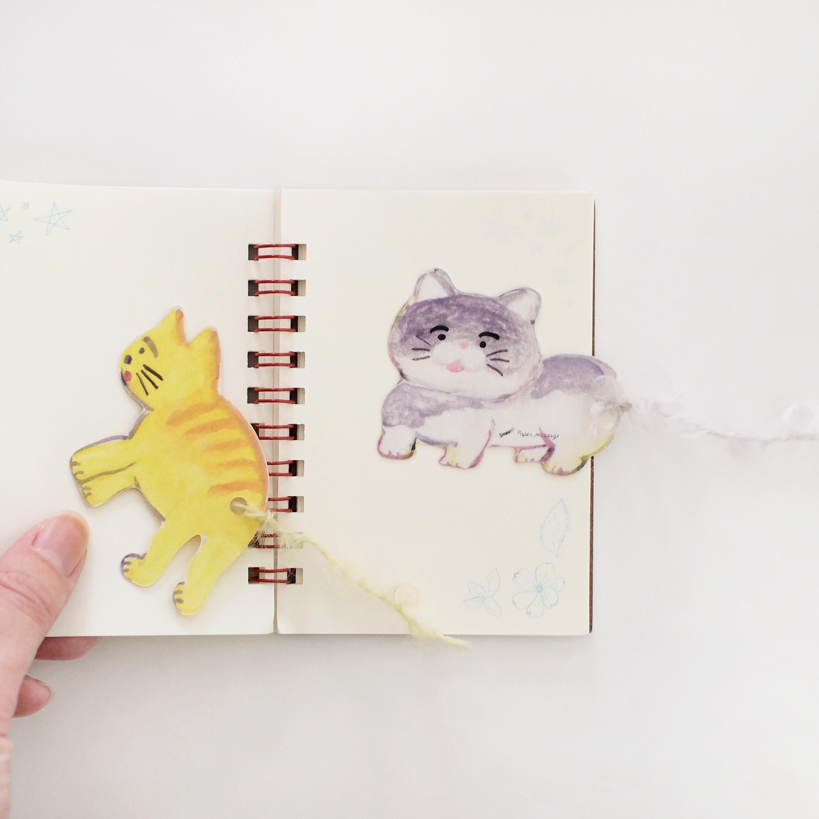 【猫猫ホッピー 様】 猫博vol.10 しっぽが毛糸のブックマーク（大・小） - Papermessaage