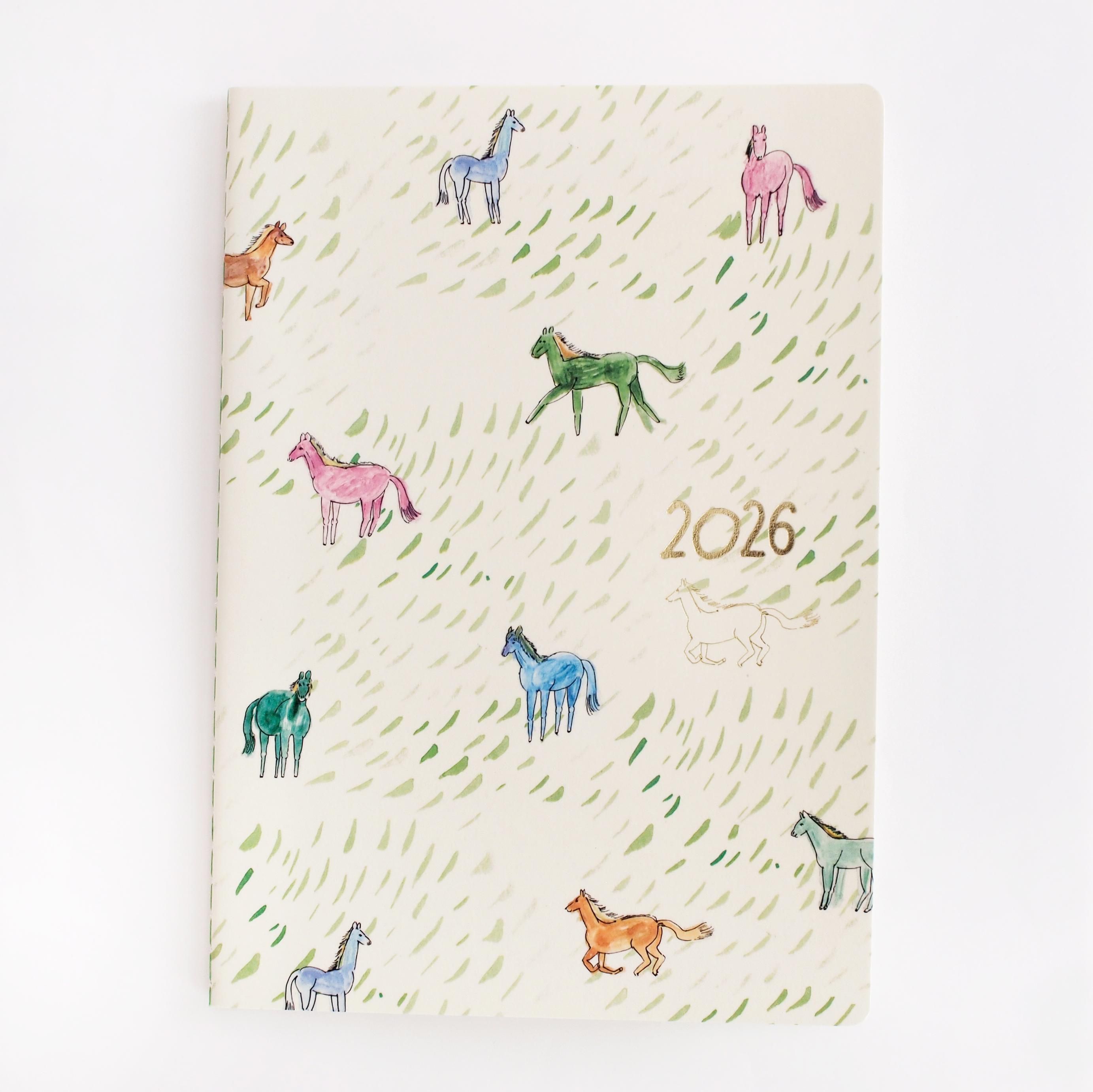 2026年A5スケジュール帳「馬と原っぱ、きれいな馬」 - Papermessaage