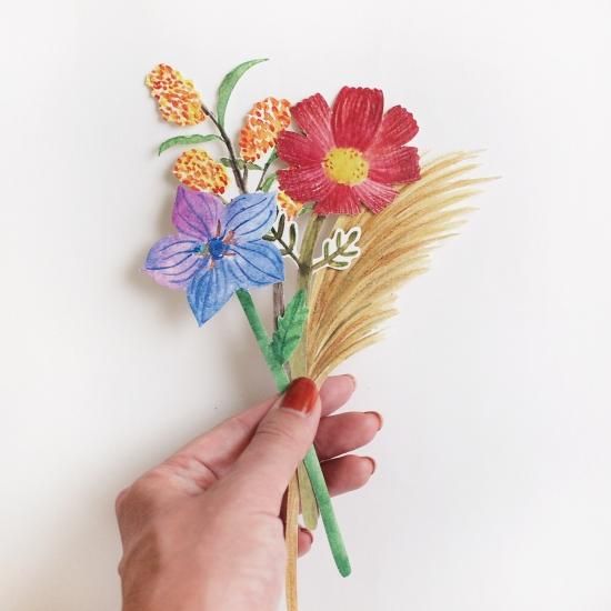 秋の花 一輪挿しのカード Papermessaage 秋の花 一輪挿しのカード Papermessaage