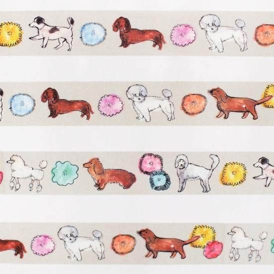 マスキングテープ ありがとう犬と花 Papermessaage マスキングテープ ありがとう犬と花 Papermessaage