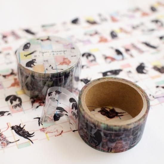 透明マスキングテープ 猫とテーブルクロス Papermessaage 透明マスキングテープ 猫とテーブルクロス Papermessaage