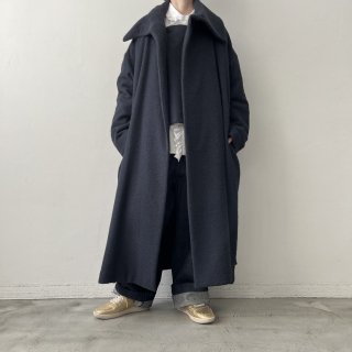 TOUJOURS<br> Square Collar Wrap Coat / Navy