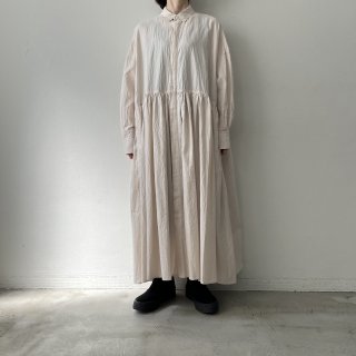 TOUJOURS Random Pleated Baggy Shirt Dress / Vanilla
