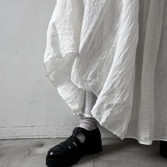R&D.M.Co- LINEN HEMP GAUZE LONG GATHER SKIRT / Mist - ＋ING