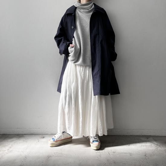 大人の上質  LONG GAUZE HEMP LINEN R&D.M.Co- GATHER White Off / SKIRT スカート