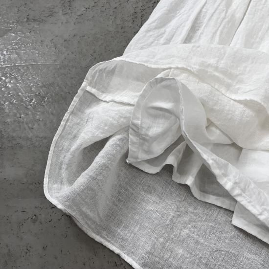 R&D.M.Co- LINEN HEMP GAUZE LONG GATHER SKIRT / Off White
