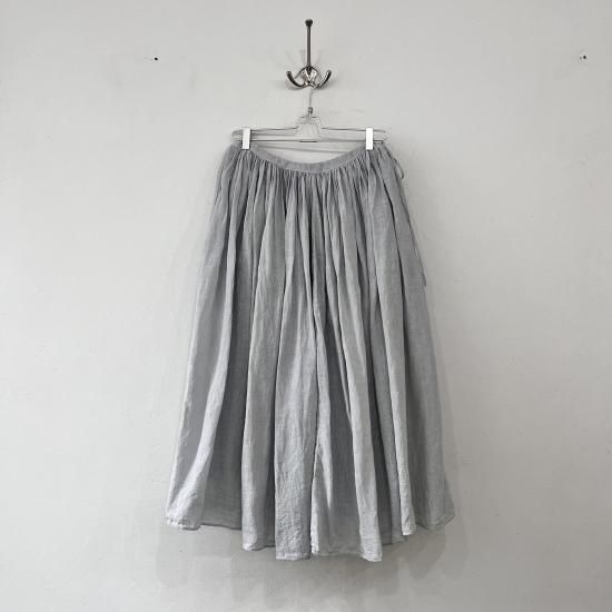 全国どこでも送料無料！ GATHER LONG GAUZE HEMP LINEN R&D.M.Co- SKIRT ＋ING - Mist / スカート