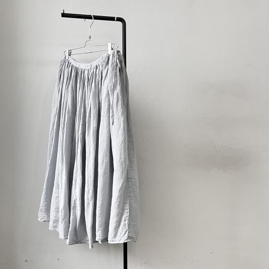 R&D.M.Co- LINEN HEMP GAUZE LONG GATHER SKIRT / Mist - ＋ING