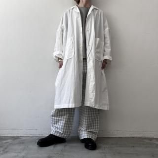 R&D.M.Co- GARMENT DYE OPEN COLLAR WORK COAT / White