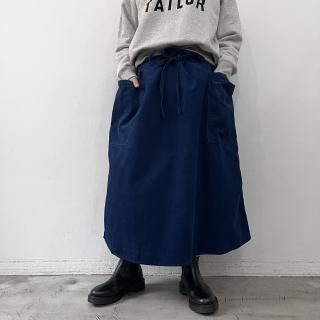 R&D.M.Co-<br> INDIGO LIGHT CORDUROY STRING SKIRT
