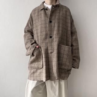 R&D.M.Co-<br>WOOL GUNCLUB CHECK OPEN COLLAR WORK JACKET<img class='new_mark_img2' src='https://img.shop-pro.jp/img/new/icons64.gif' style='border:none;display:inline;margin:0px;padding:0px;width:auto;' />